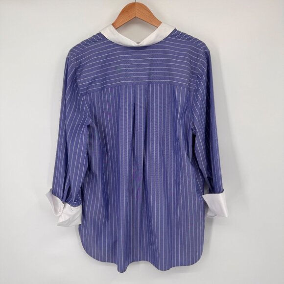 Chicos 2.5 No-Iron Coolmax All Season Striped Shirt Womens Size 18  Blue popover - Picture 11 of 13